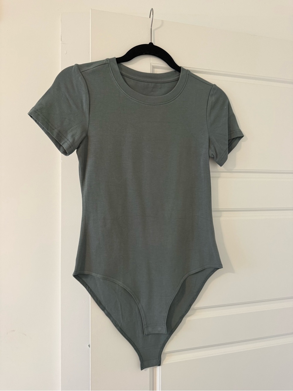 Short Sleeve One-Piece Bodysuit in Sage Green